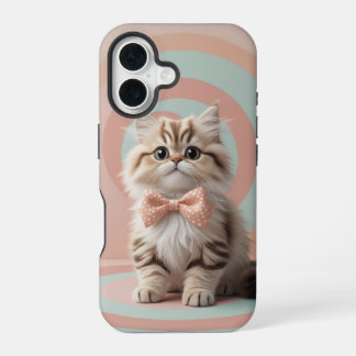 Funda Para iPhone 16 Gato adorable con el compás de amarre sobre el pas