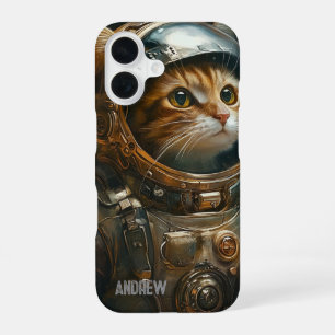 Funda Para iPhone 16 Gato astronauta steampunk personalizado