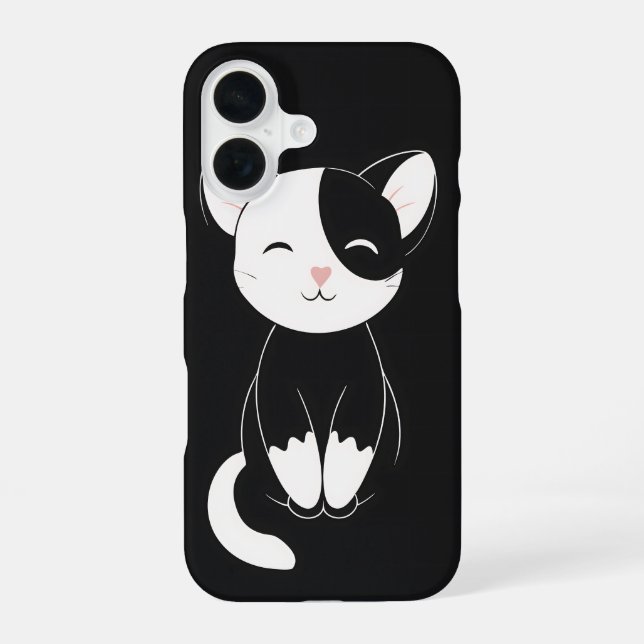 Funda Para iPhone 16 gato blanco y negro (Reverso )