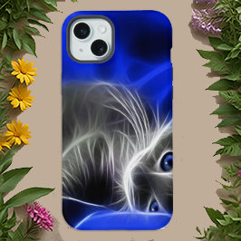 Funda Para iPhone 16 Gato brillante de resumen azul místico