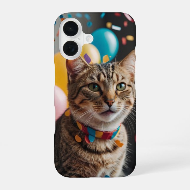 Funda Para iPhone 16 Gato de cumpleaños (Reverso )