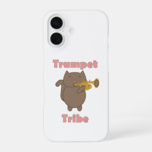 Funda Para iPhone 16 Gato de Dibujos Animados Adorable Tocando Trompeta