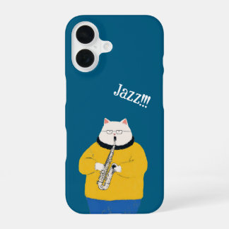 Funda Para iPhone 16 Gato de jazz, personalizado