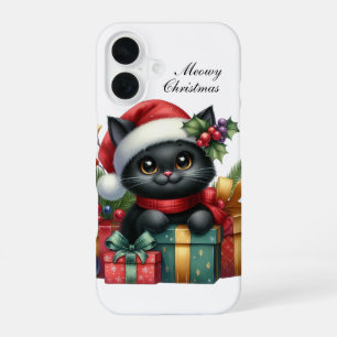 Funda Para iPhone 16 Gato de Navidad Festivo personalizable