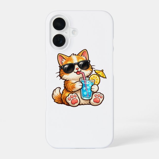Funda Para iPhone 16 Gato fresco de verano (Reverso )