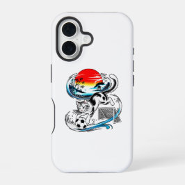 Funda Para iPhone 16 Gato Japonés de Fútbol Protector para Amantes de A