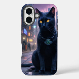 Funda Para iPhone 16 Gato kitty futurista retro