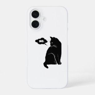 Funda Para iPhone 16 Gato Negro Dice Que No – Amante de Gatos Divertido