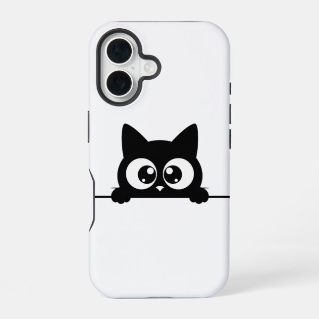 Funda Para iPhone 16 Gato Negro Espiando (Reverso )