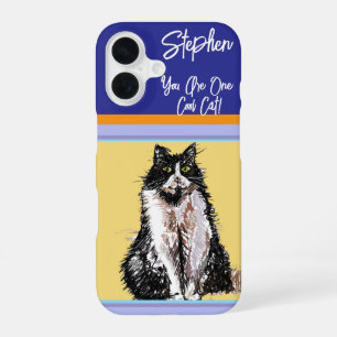 Funda Para iPhone 16 Gato Tuxedo Pastel Gatos Mujeres Colores Pastel