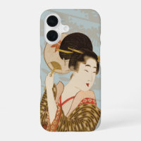 Geisha japonesa vintage Chica en Kimono con ventil