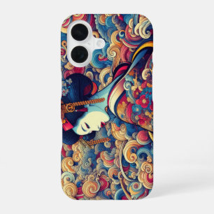 Funda Para iPhone 16 Geisha maiko abstracto oriental ondas vibrantes