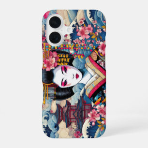 Funda Para iPhone 16 Geisha Oriental Maiko Kanagawa olas templo