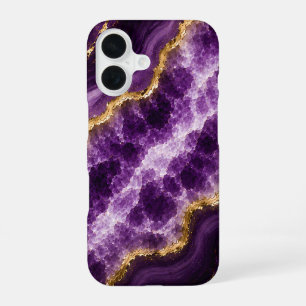 Funda Para iPhone 16 Geoda de Mármol de Amatista de Lujo