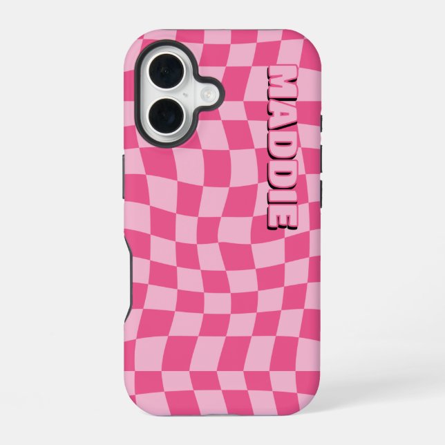 Funda Para iPhone 16 Geométrica rosa preppy (Reverso )
