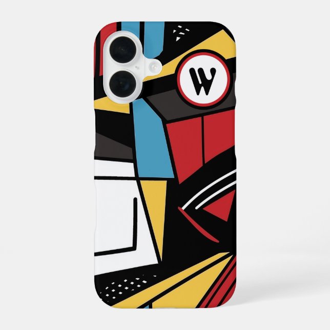 Funda Para iPhone 16 Geométrico abstracto moderno monogramado (Reverso )