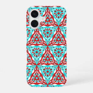 Funda Para iPhone 16 Geométrico de invierno nórdico en rojo blanco azul