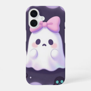 Funda Para iPhone 16 Ghost with Pink Bow Pastel Halloween Case
