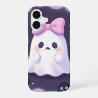 Funda Para iPhone 16 Ghost with Pink Bow Pastel Halloween Case