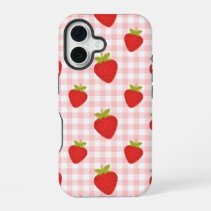 Funda Para iPhone 16 gingham de fresa