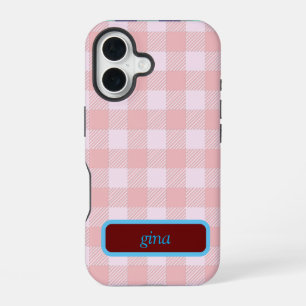 Funda Para iPhone 16 Gingham Personalizado a Cuadros