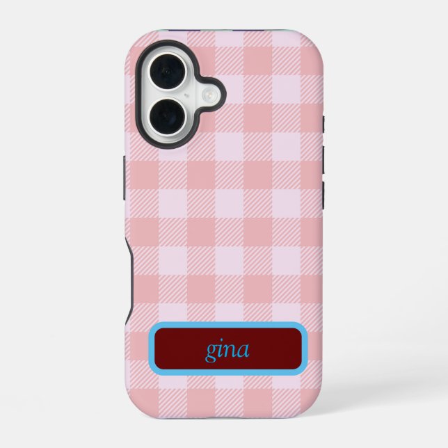 Funda Para iPhone 16 Gingham Personalizado a Cuadros (Reverso )