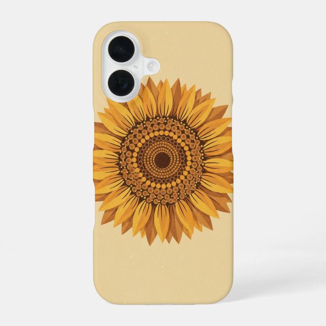 Funda Para iPhone 16 Girasoles geométricos vintage (Reverso )