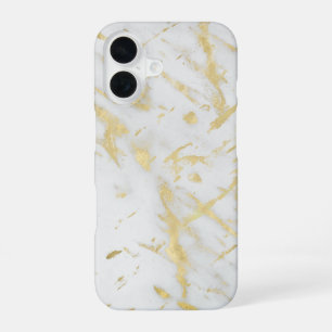 Funda Para iPhone 16 Glam mármol dorado y blanco Estilo moderno de dise