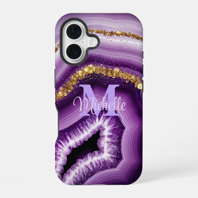 Funda Para iPhone 16 Glam Purple Agate Geode iPhone 16 Funda duro (Reverso )