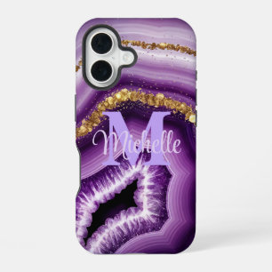 Funda Para iPhone 16 Glam Purple Agate Geode iPhone 16 Funda duro