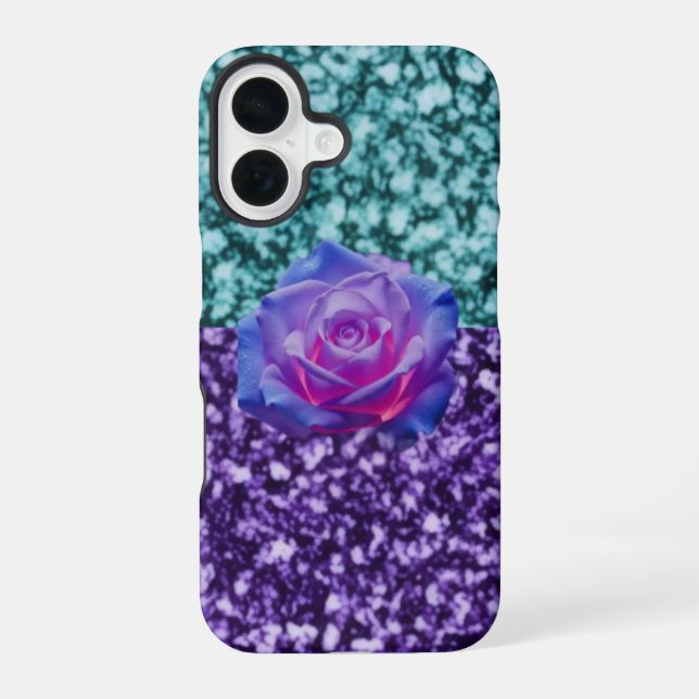 Funda para Iphone 16 Gliter con una rosa. (Reverso )