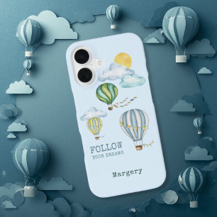 Funda Para iPhone 16 Globos aerostáticos de acuarela Sigue tus sueños