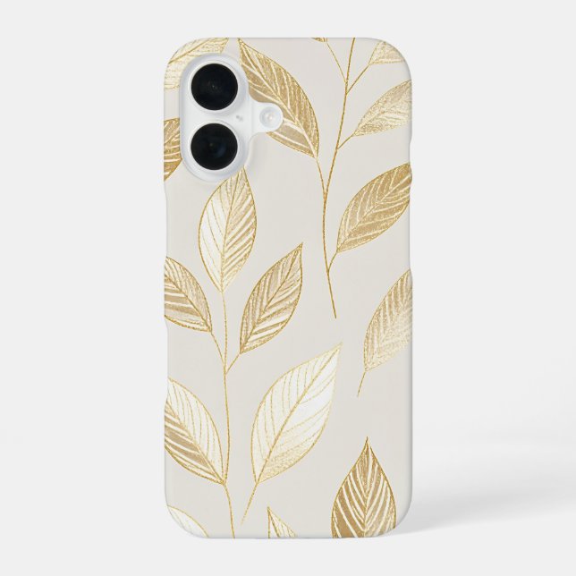 Funda Para iPhone 16 Gold Leaf Pattern (Reverso )