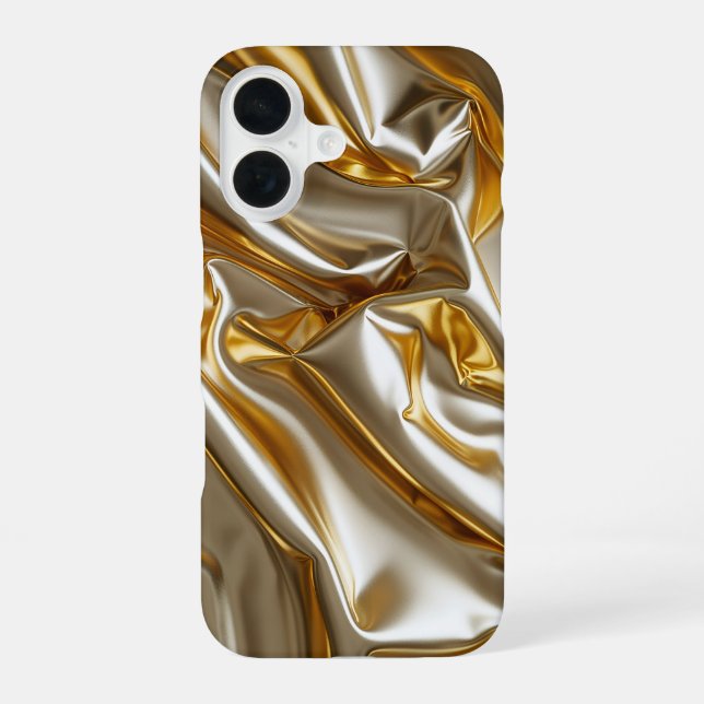Funda Para iPhone 16 Gold Metallic Silk Texture (Reverso )