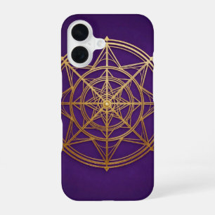 Funda Para iPhone 16 Gold Sacred Geometry Purple Phone Case