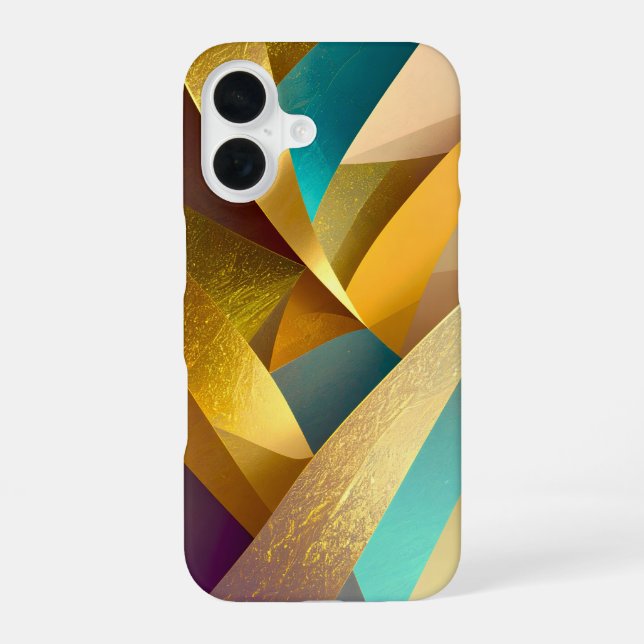 Funda Para iPhone 16 Gold Teal Abstract Art (Reverso )