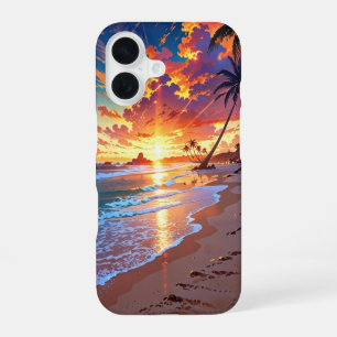Funda Para iPhone 16 Golden Sunset Anime Beach