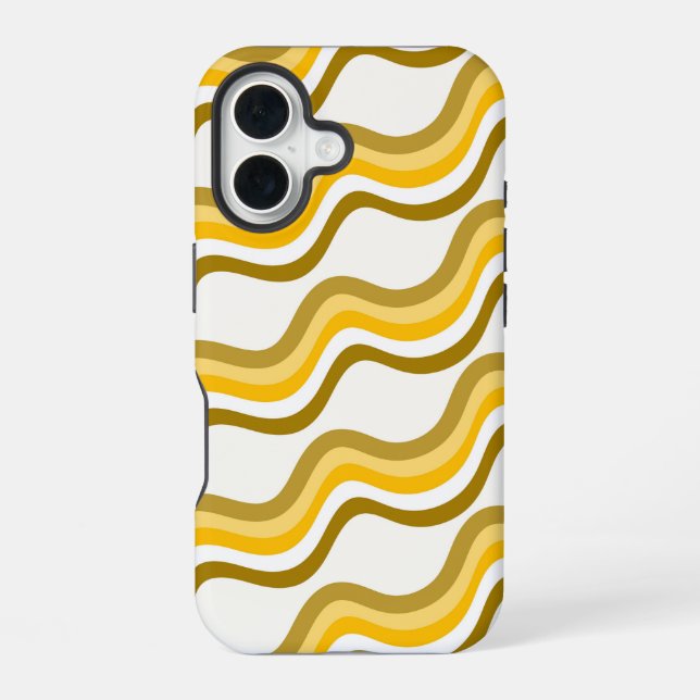 Funda Para iPhone 16 Golden Waves Pattern (Reverso )