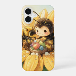 Funda Para iPhone 16 Goldene Hummel im Blütentanz1