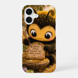 Funda Para iPhone 16 Goldene Hummel im Blütentanz.10