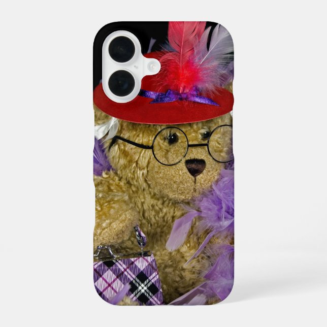 Funda Para iPhone 16 Gorra rojo Teddy Bear (Reverso )