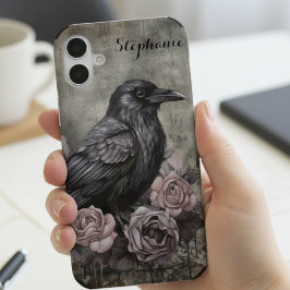 Funda Para iPhone 16 Gothic Raven with Roses Dark