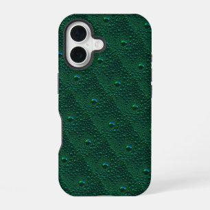 Funda Para iPhone 16 Gotitas de agua en metal verde