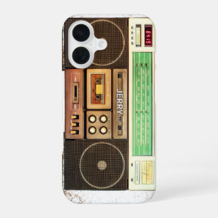 Funda Para iPhone 16 Grabadora de Casete Retro con Nombre Personalizado