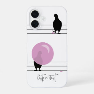 Funda Para iPhone 16 Graciosos pájaros de bubblegum en blanco alambrado