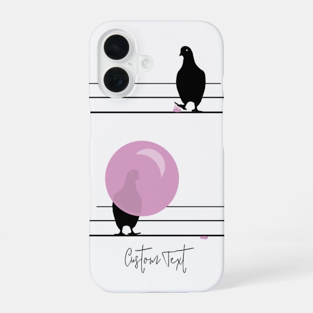Funda Para iPhone 16 Graciosos pájaros de bubblegum en blanco alambrado (Reverso )