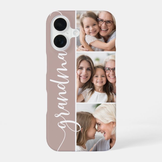 Funda Para iPhone 16 Grandma Script Photo Collage (Reverso )