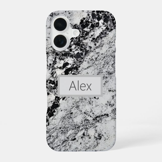 Funda Para iPhone 16 Granito negro, gris y blanco  (Reverso )