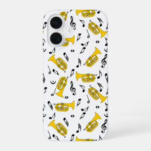 Funda Para iPhone 16 Gray Marching Baritone Music Notes