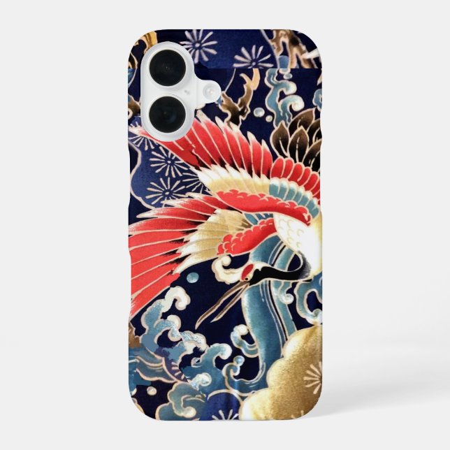 Funda Para iPhone 16 GRULLAS VOLADORAS, OLAS, FLORES DE PRIMAVERA Flora (Reverso )